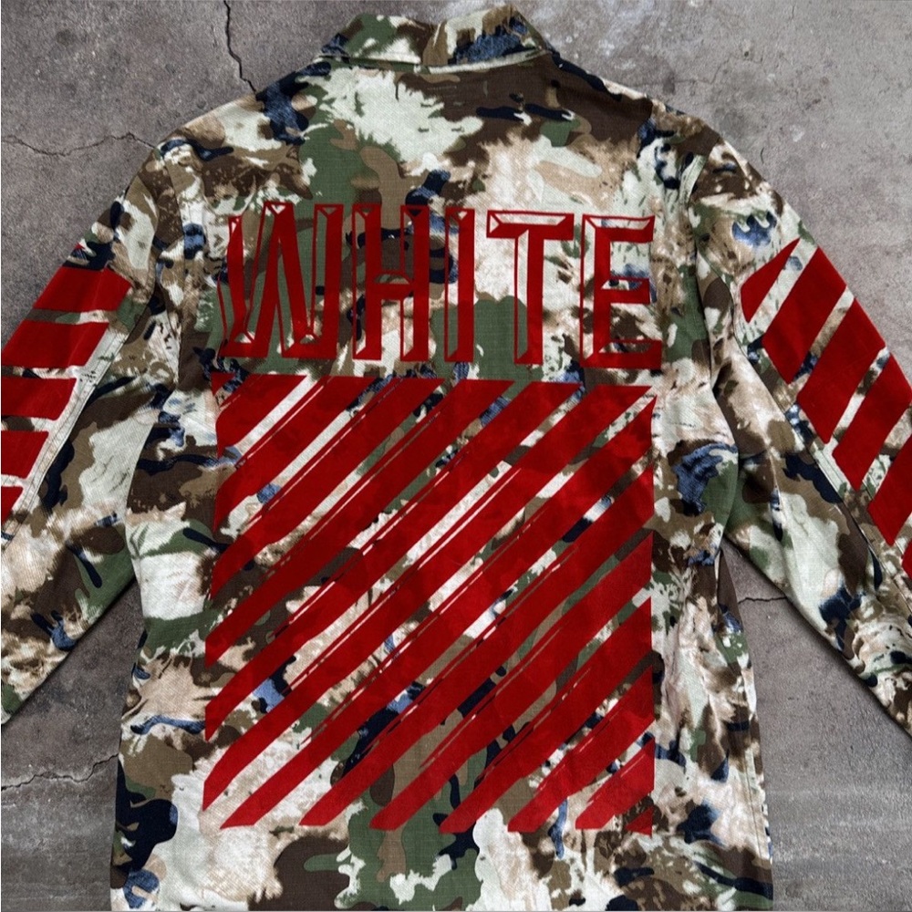 Camouflage Jacket with Red Accents